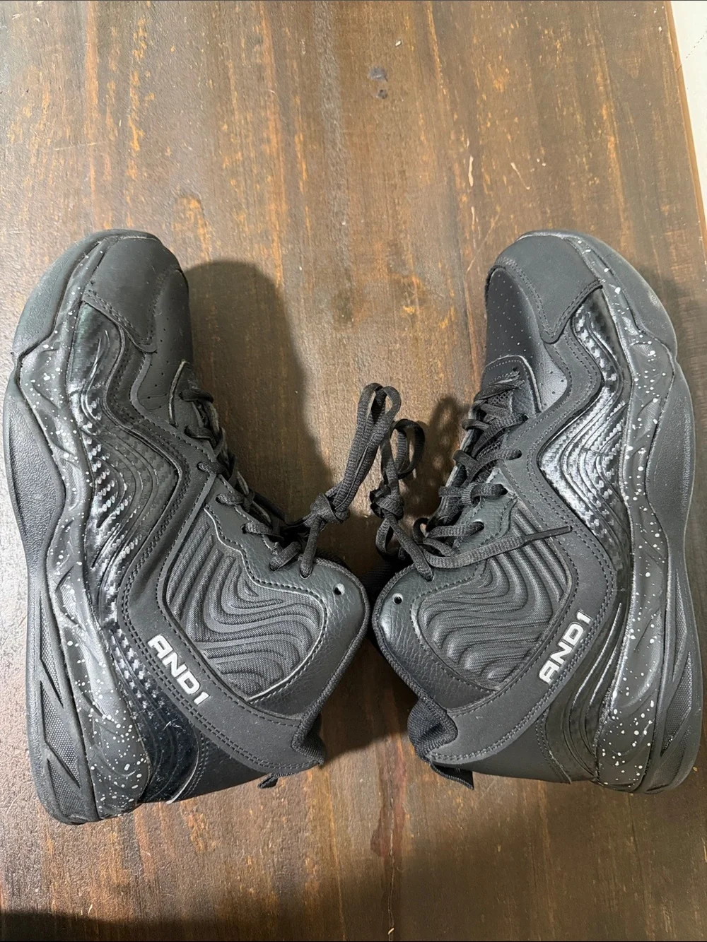 And1 Black High-Top Basketball Shoes with Speckled Midsole